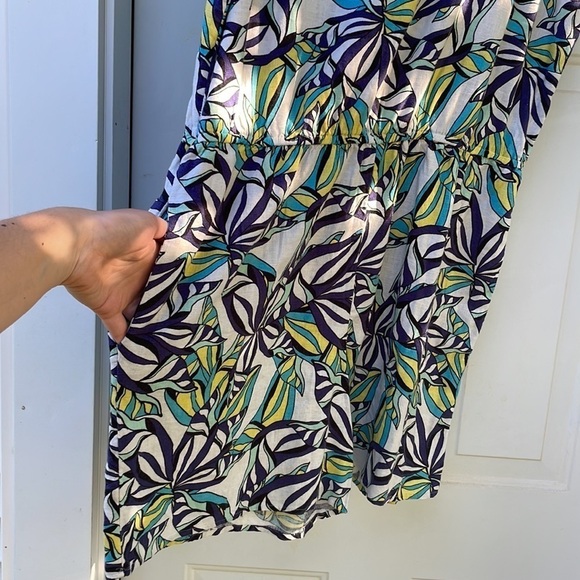 JASON WU XL Linen Romper Blue Palm Playsuit - Picture 8 of 12